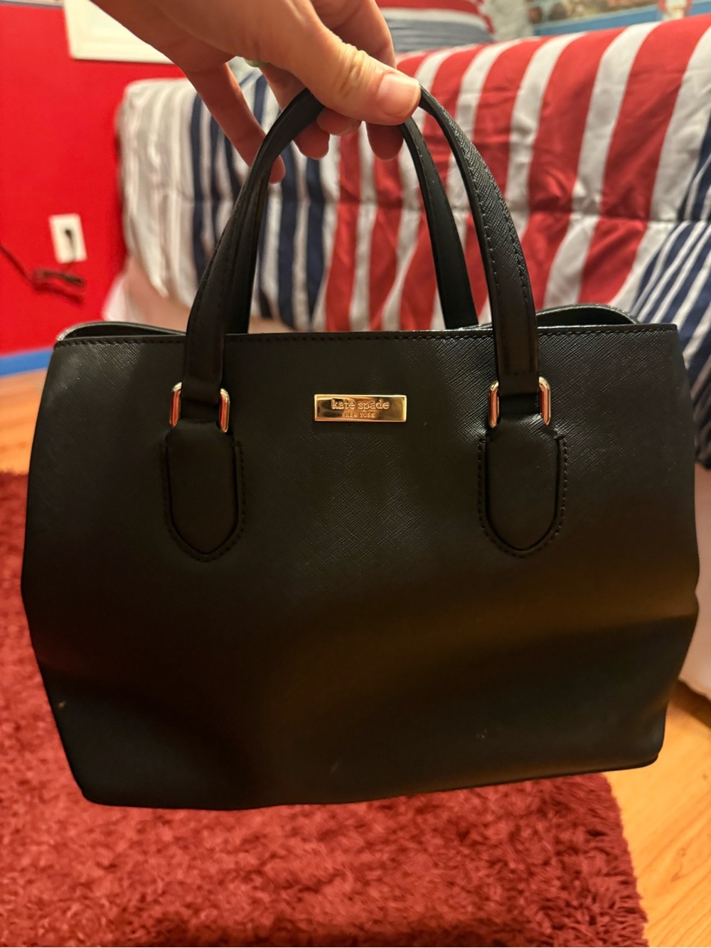 kate spade Black Structured Saffiano Satchel